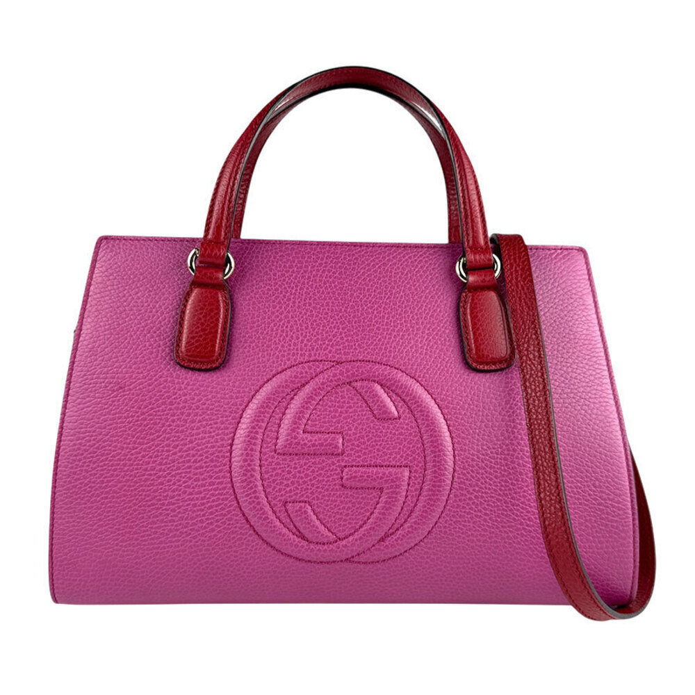 Gucci Soho Leather 2Way Shoulder Bag Red Pink